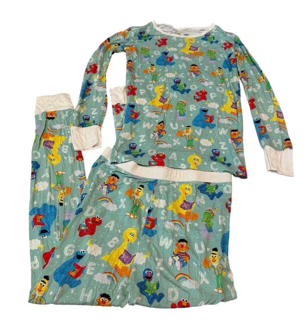 Little Sleepies Sesame Street Alphabet Bamboo Two Piece Pajama Set Size 9/10